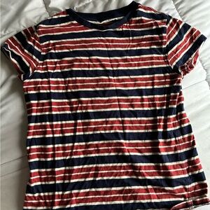 aerie Red and Navy Striped Short Sleeve Tee